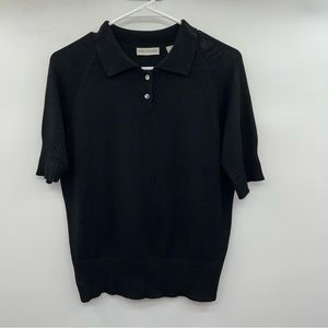 Ann Taylor black shirt sleeve silk sweater top. Ladies M.